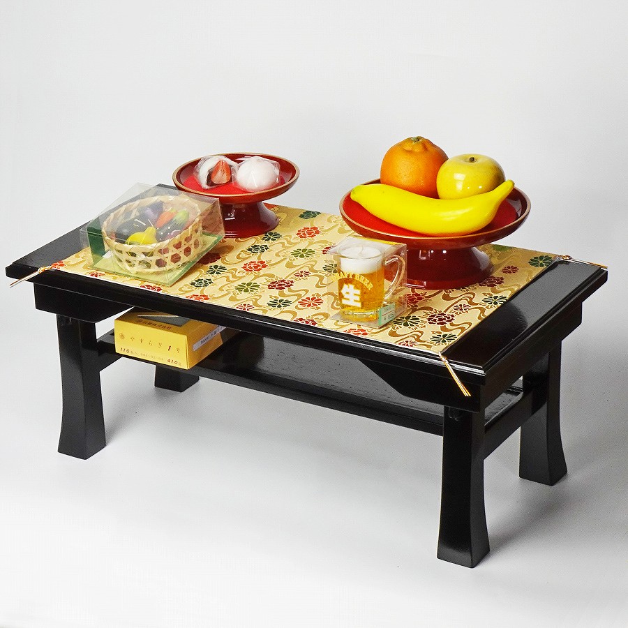 【お供え机】 二月堂机(総黒)棚付 2尺