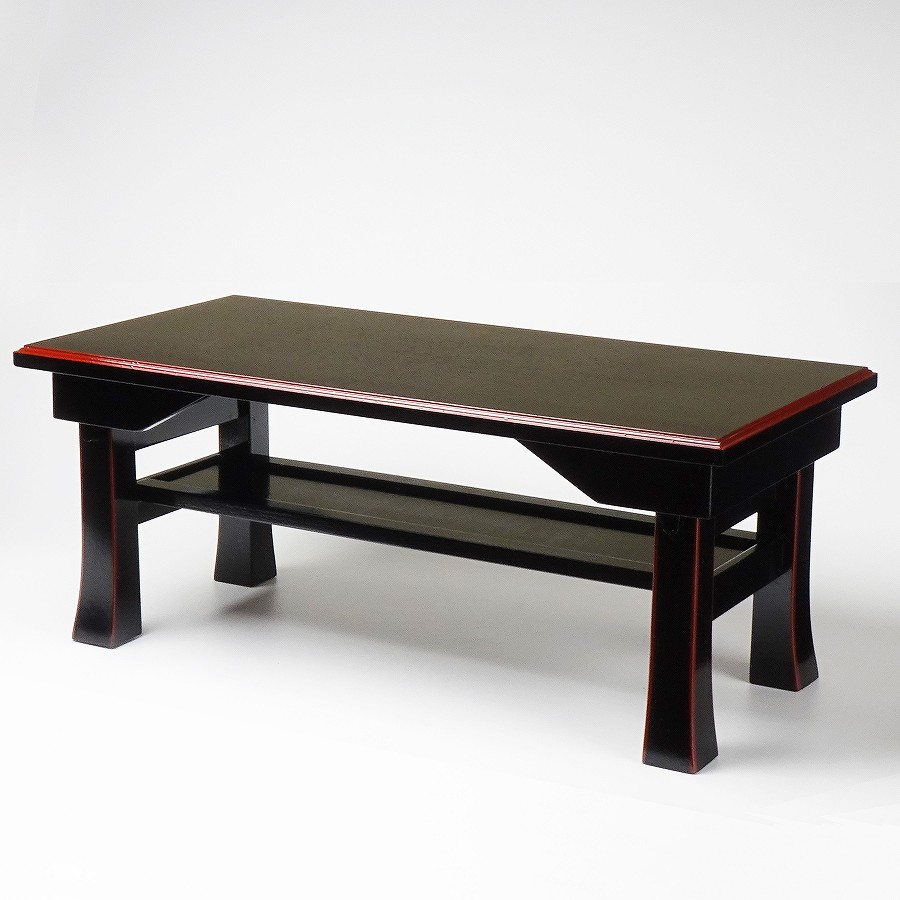 【お供え机】 二月堂机（黒朱）棚付 2尺