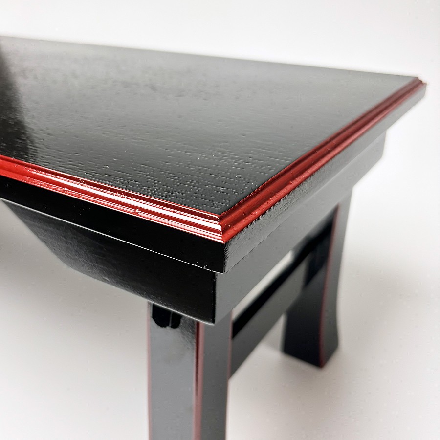 【お供え机】 二月堂机（黒朱）棚付 2尺