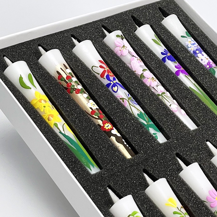 【進物ローソク】 四季の花（手描）