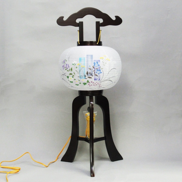 【伝統型提灯】 9号 ブラウン 菊桔梗 MG（回転式）高さ71cm