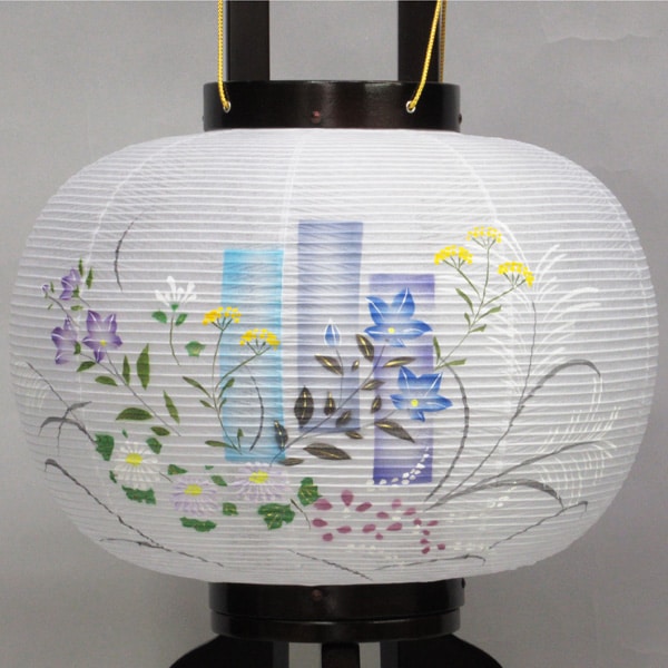 【伝統型提灯】 9号 ブラウン 菊桔梗 MG（回転式）高さ71cm