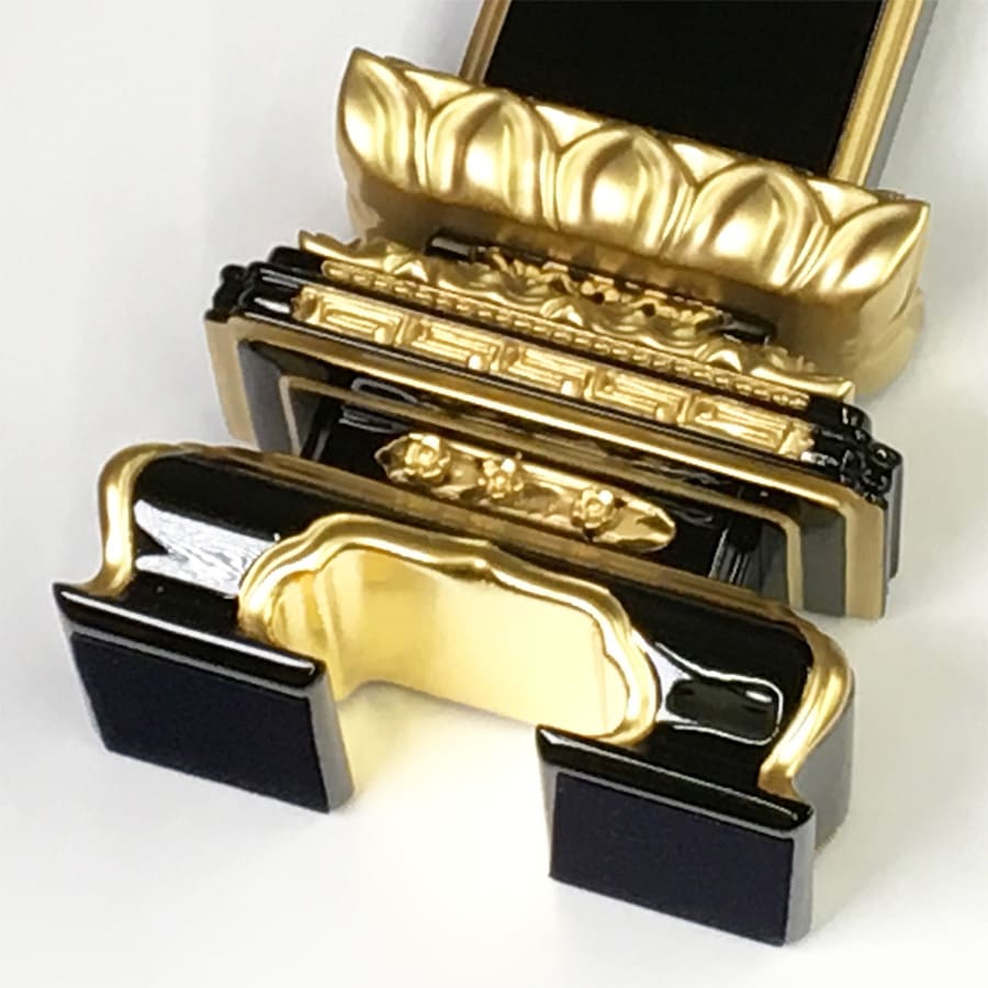 仏教美術　桑製水晶装飾　漢文刻　如意　前大徳　中村戒仙　書付箱　M　R7541 位牌】 呂色千倉座面粉 文字彫1名込 5寸 | お位牌 | お仏壇の浜屋