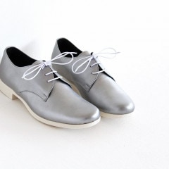 TRAVEL SHOES by chausser トラベルシューズバイショセ プレーントゥレースアップシューズ TR-008 シルバー/ホワイト レディース