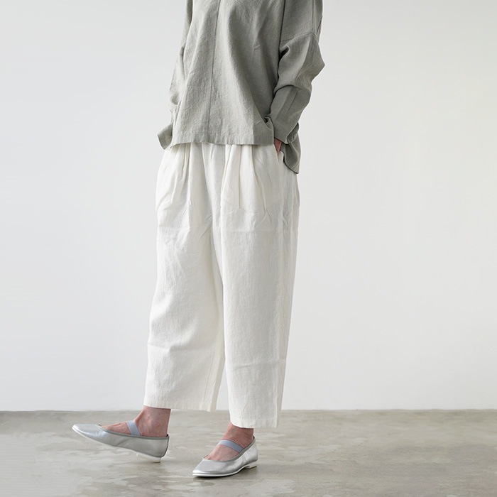 evam eva �������२���� water linen tuck pants ������������ͥ� ���å��ѥ�� E261T107 ��ǥ����� �ѥ��