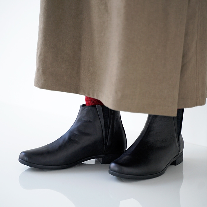 【レア】ショセ トラベルシューズ サイドゴアブーツ 黒 レザー 38 24cm chausser（ショセ） サイドゴアブーツ トラベルシューズ TRAVEL SHOES