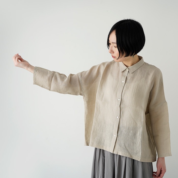 evam eva �������२���� linen wide shirt ��ͥ� �磻�� ����� E261T205  �ȥåץ� ��ǥ�����