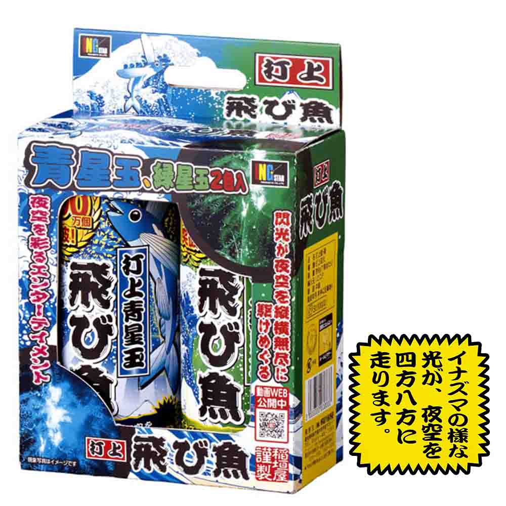 飛び魚2P 藍緑（2色2本入） | 打ち上げ花火 | eはなびやさん│圧倒的な