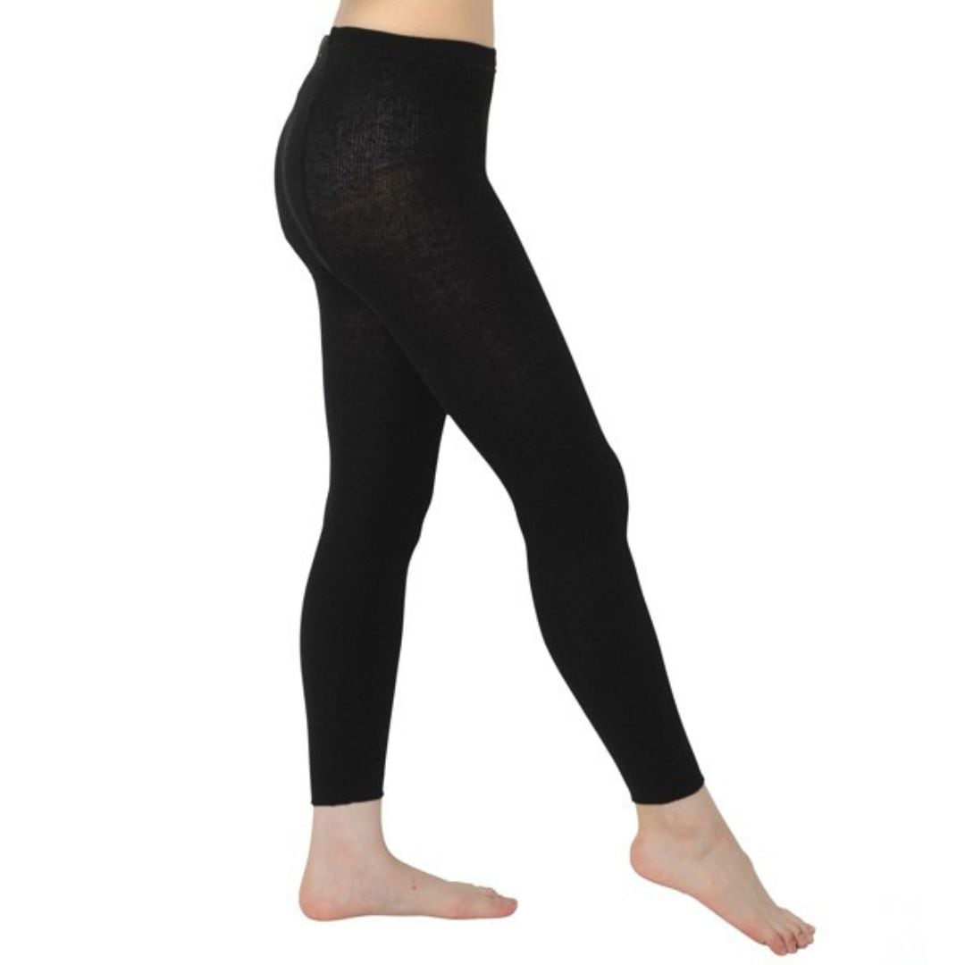 十分丈スパッツ(シルクニット/ブラック)[ライブコットン]　