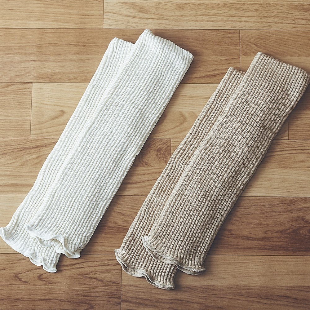 二重織レッグウォーマー 45cm(シルク＆オーガニックコットン)[ライブコットン]　