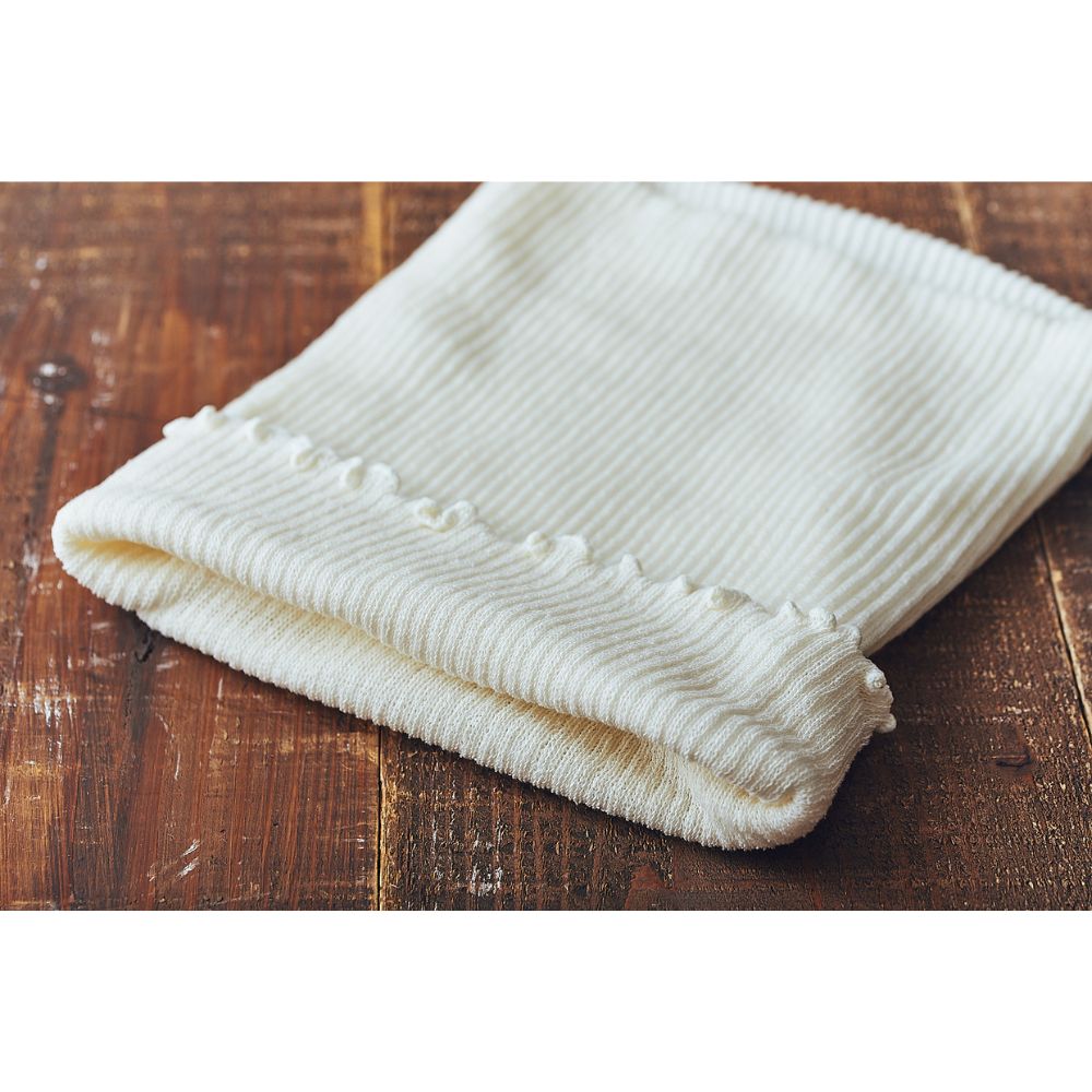 二重織ウエストウォーマー(シルク＆ウール/生成)[ライブコットン]