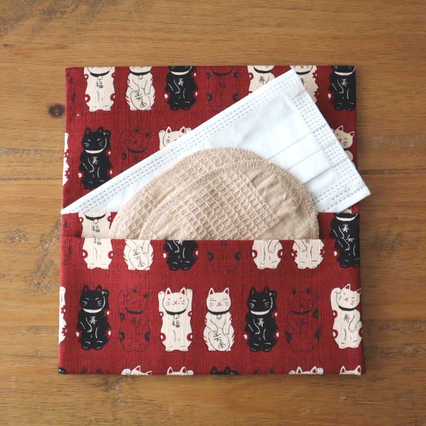 マスクポーチ ［招き猫／あずき］