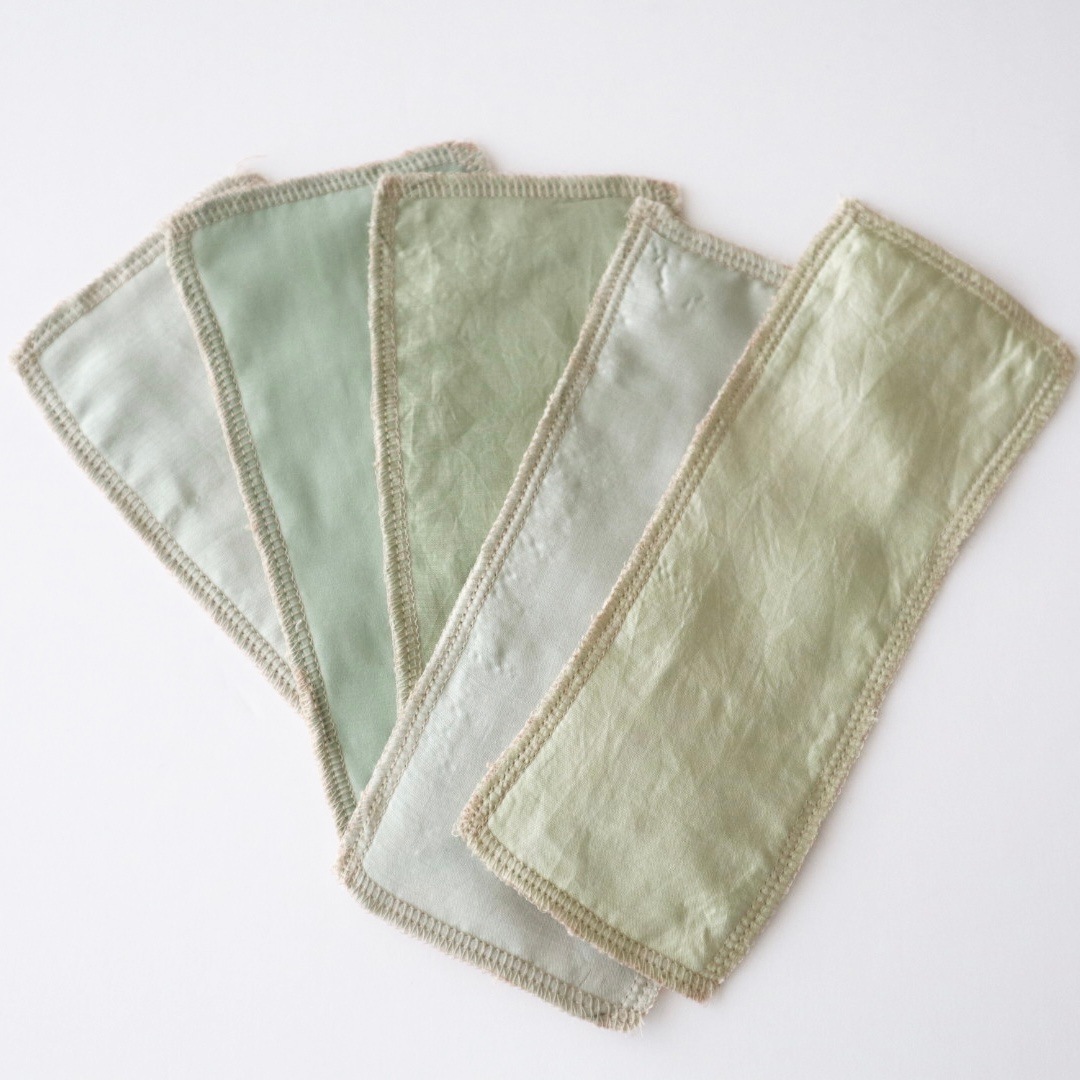 草木染めハギレライナー［シルク／茜・よもぎ各１枚］