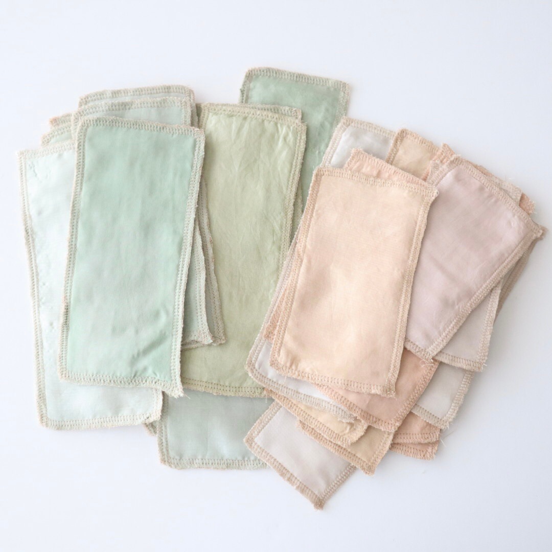 草木染めハギレライナー［シルク／茜・よもぎ各１枚］