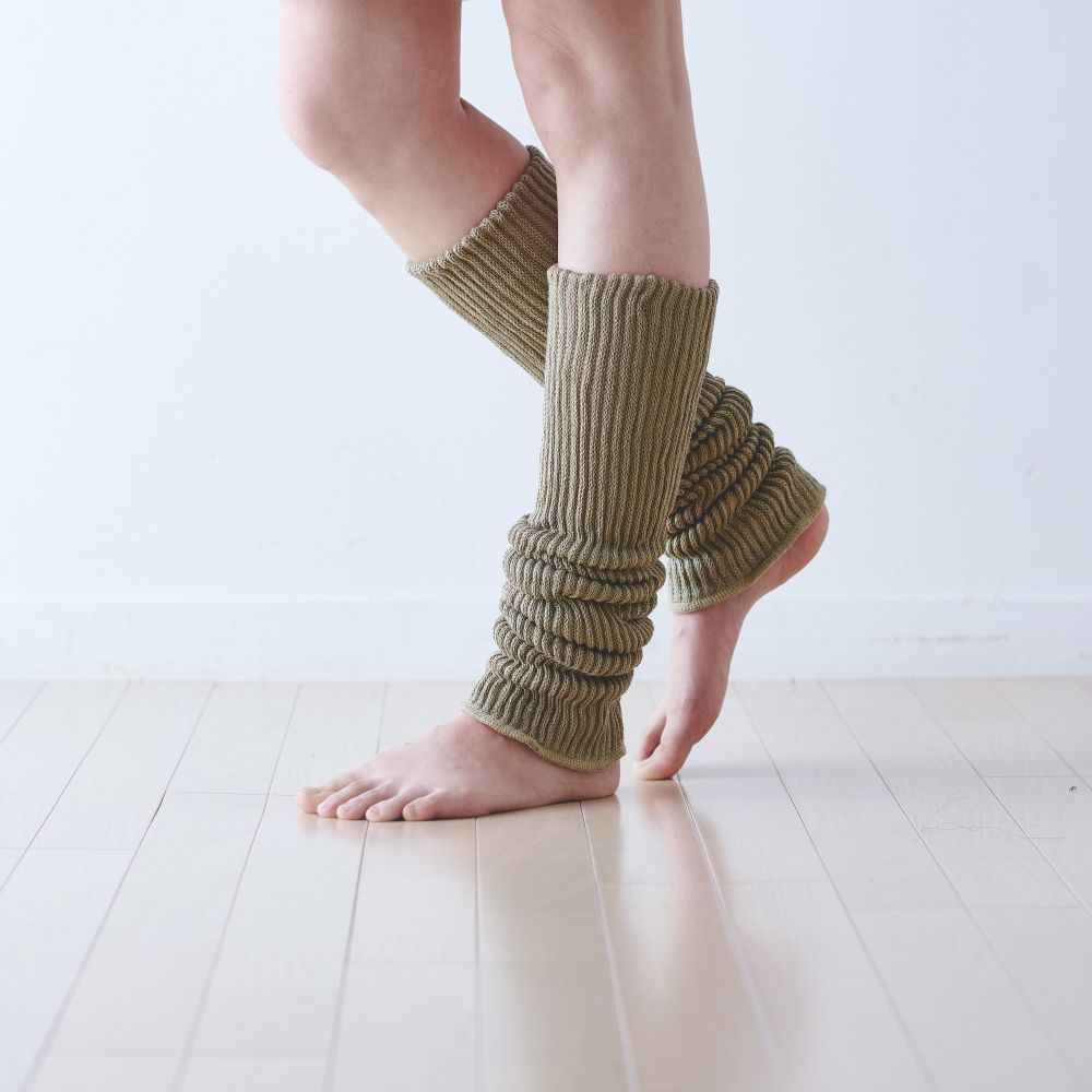 二重織レッグウォーマー 45cm(シルク＆コットン)[ライブコットン]　