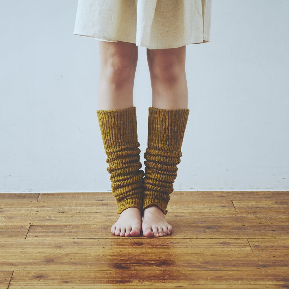 二重織レッグウォーマー 45cm(シルク＆コットン)[ライブコットン]　