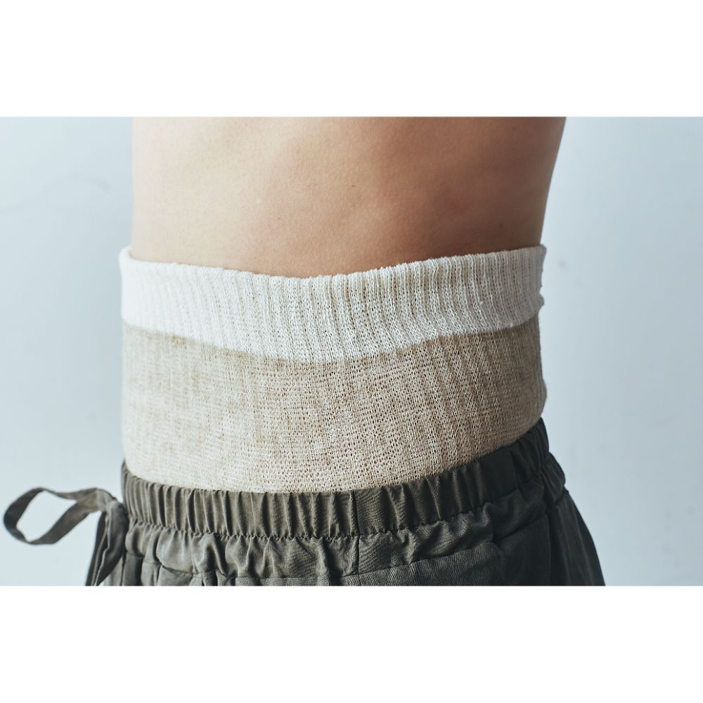 二重織ウエストウォーマー(シルク＆リネン/生成)[ライブコットン]　