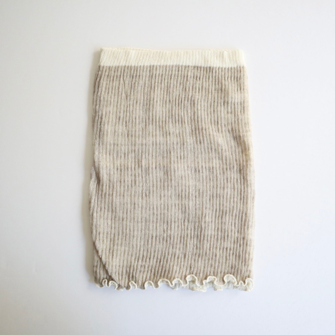 二重織ウエストウォーマー(シルク＆リネン/生成)[ライブコットン]　