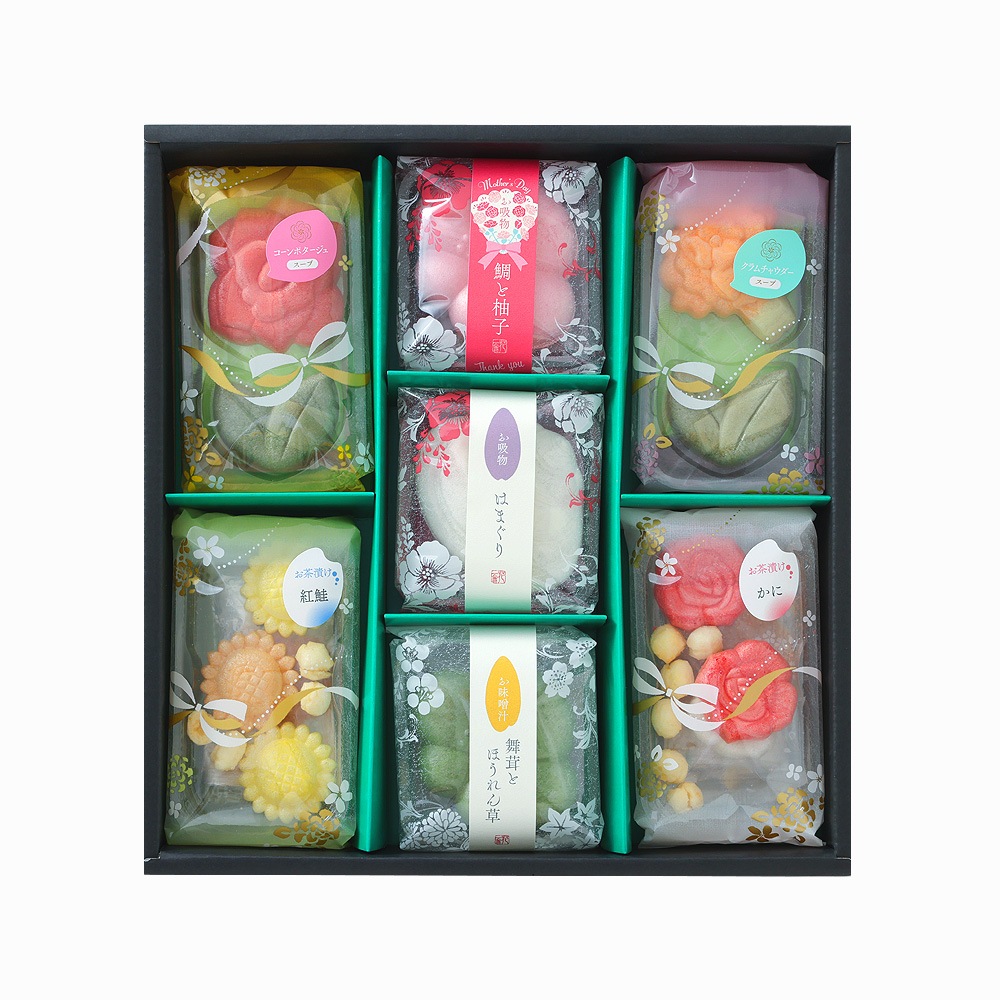 母の日限定】花椀もなか・花一りん・浮き花茶漬 詰合せ：7個入り