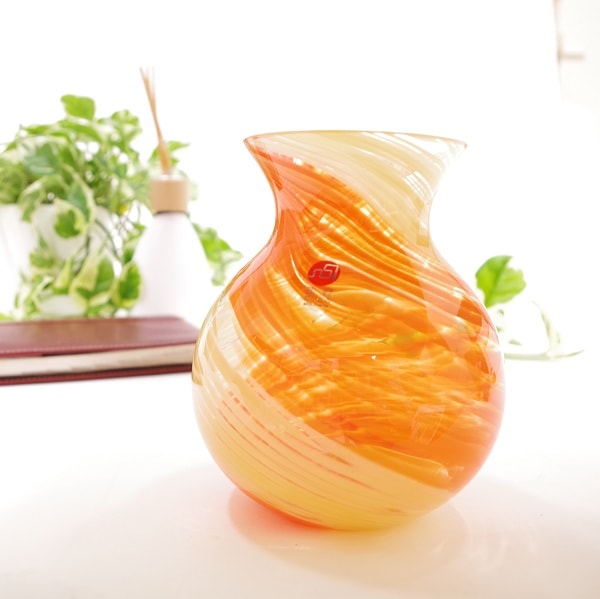 津軽びいどろ 花しずく ブーケポット オレンジ|雑貨10-TU