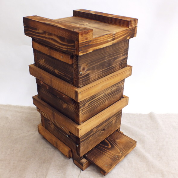 日本ミツバチ採集用巣箱（焼き入り）蜜蝋1つプレゼント｜資材10-TU