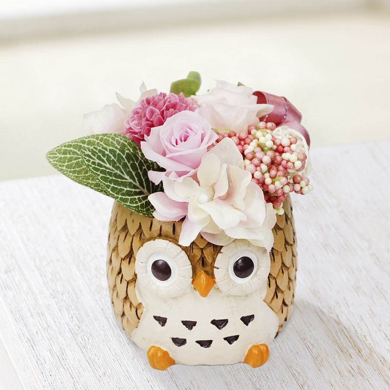 プリザーブドフラワー しあわせふくろう 薄紅（うすべに）※お届けに10日程度かかる場合がございます。｜雑貨10-TA