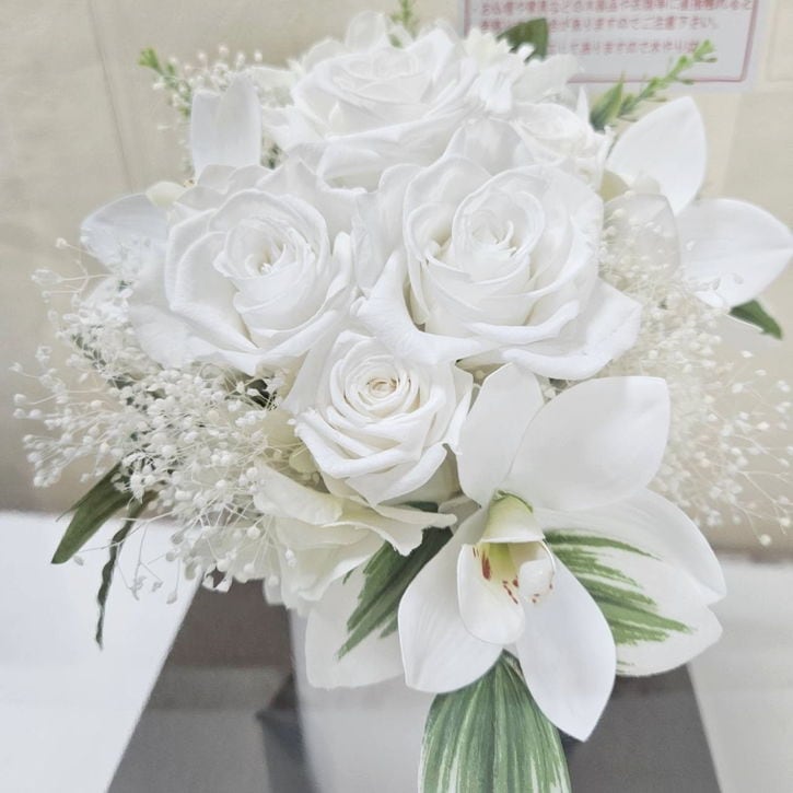 お悔やみのお花 《ましろ》 プリザーブドフラワーお供え ｜雑貨04-PA