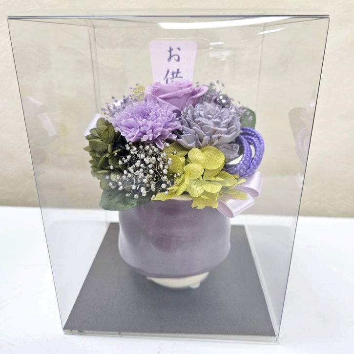 お悔やみのお花 《ほなみ(紫)》 プリザーブドフラワーお供え |雑貨04-PA