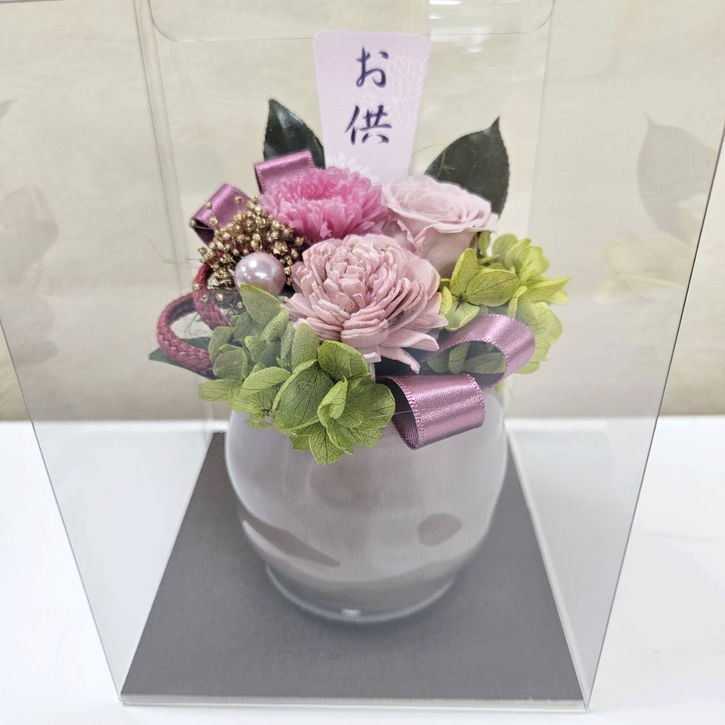 お悔やみのお花 《ほの香（桃）》 プリザーブドフラワーお供え   ｜雑貨04-PA