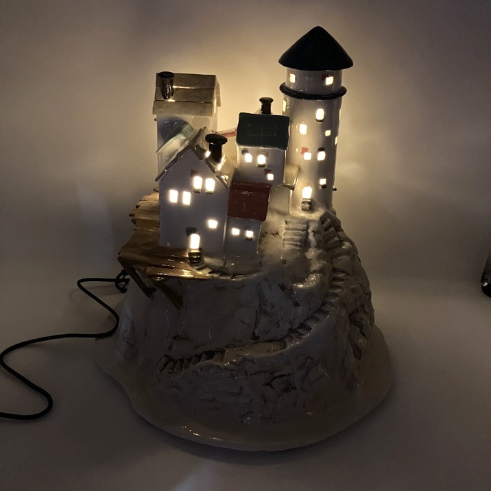 【現品お届け】LEDライト付き直輸入ハンドメイド セラミックハウス CM-001(2)|雑貨10-TU