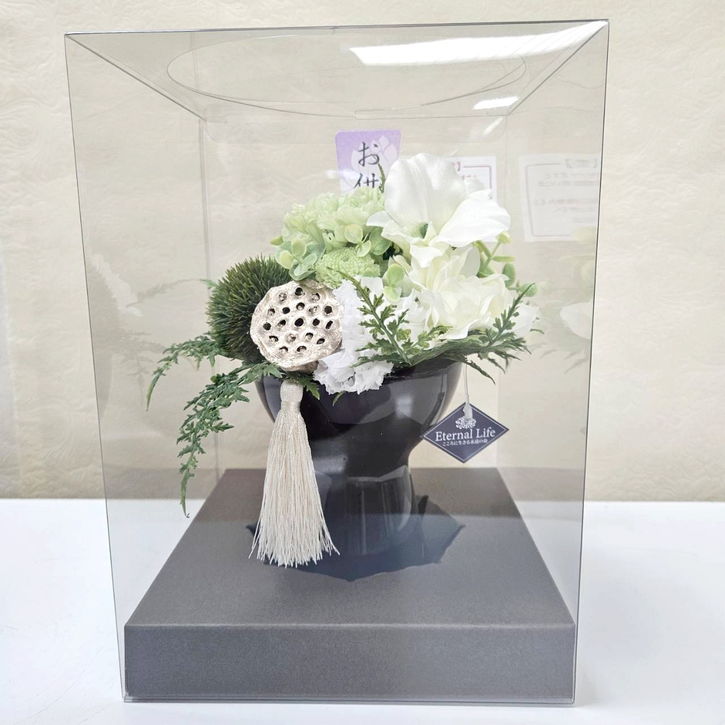 お悔やみのお花 《りょくか》 プリザーブドフラワーお供え ｜雑貨04-PA