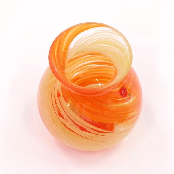 津軽びいどろ 花しずく ブーケポット オレンジ｜雑貨10-TU