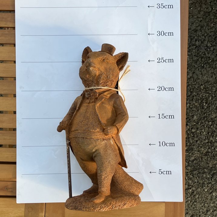 CastIron（鋳鉄）製ガーデンオーナメント フォックス紳士 Cl-213｜資材