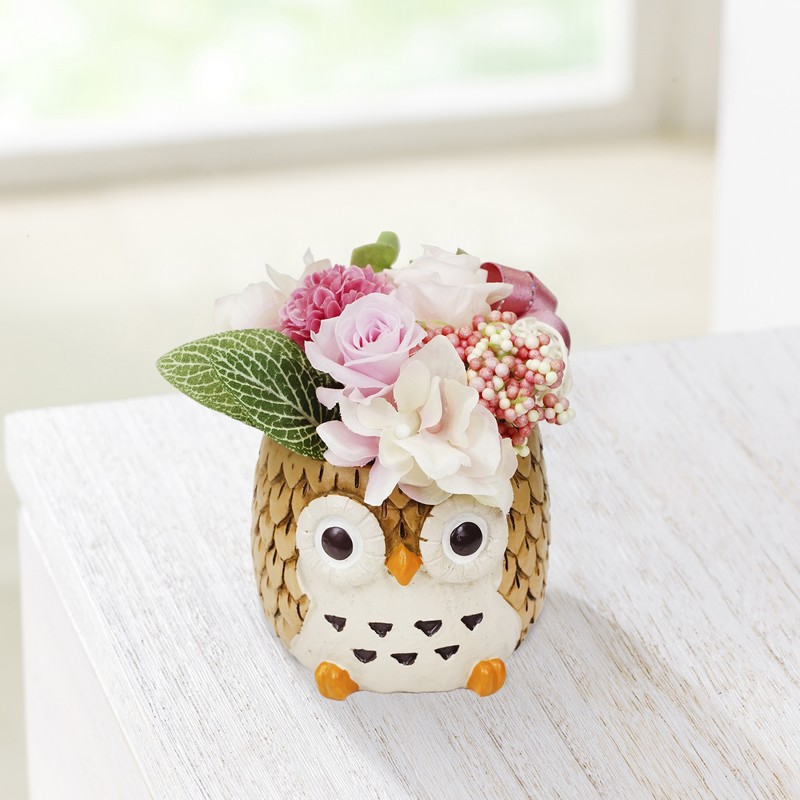 プリザーブドフラワー しあわせふくろう 薄紅（うすべに）※お届けに10