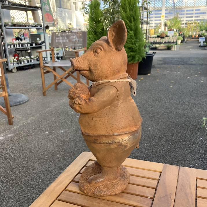 CastIron（鋳鉄）製ガーデンオーナメント ピッグシェフ Cl-237｜資材04