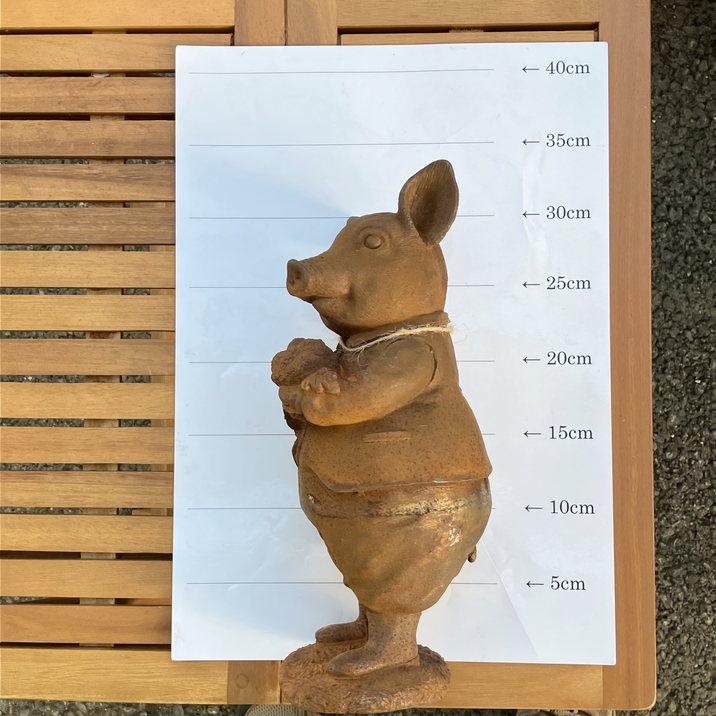 CastIron（鋳鉄）製ガーデンオーナメント ピッグシェフ Cl-237｜資材04