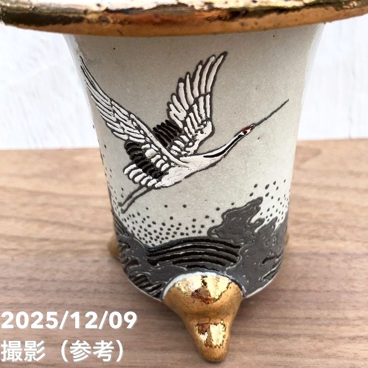 現品お届け】豊明園 万年青 オモト 鶴の舞（つるのまい） 龍白鉢（O50