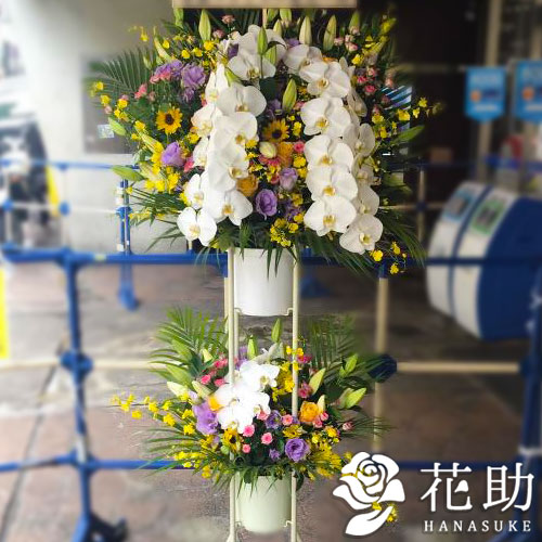 胡蝶蘭入りスタンド花2段 円 お祝い スタンド花 花助 祝花 厳選花屋から全国対応