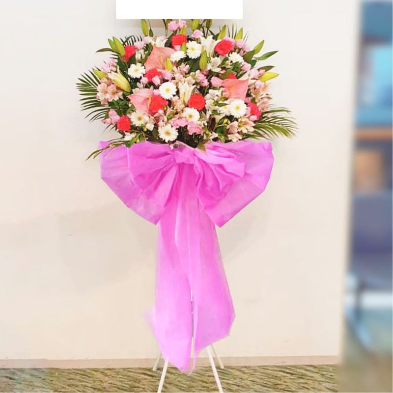 商品サムネイル: 【ロングリボン】フラワースタンド花　1段  30000円