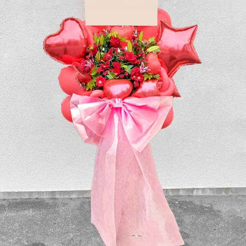 商品サムネイル: 【ロングリボン】バルーンスタンド花1段  30000円