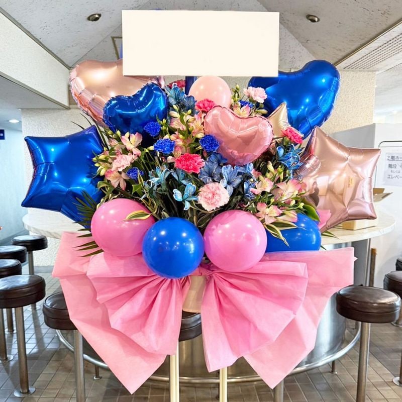 商品サムネイル: 【ショートリボン】バルーンスタンド花1段  25000円