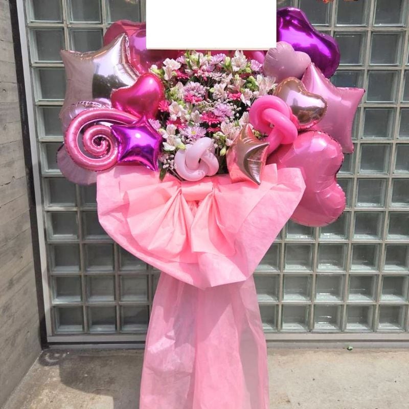 商品サムネイル: 【ロングリボン】バルーンスタンド花　1段 35000円
