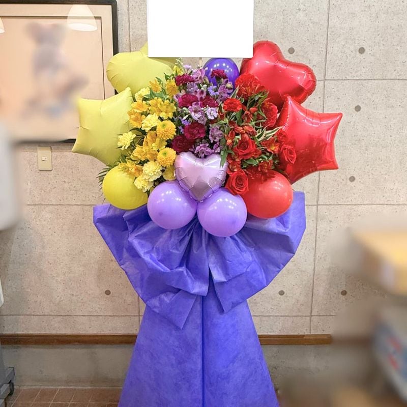 商品サムネイル: 【ロングリボン】【縦3色】バルーンスタンド花1段　30000円