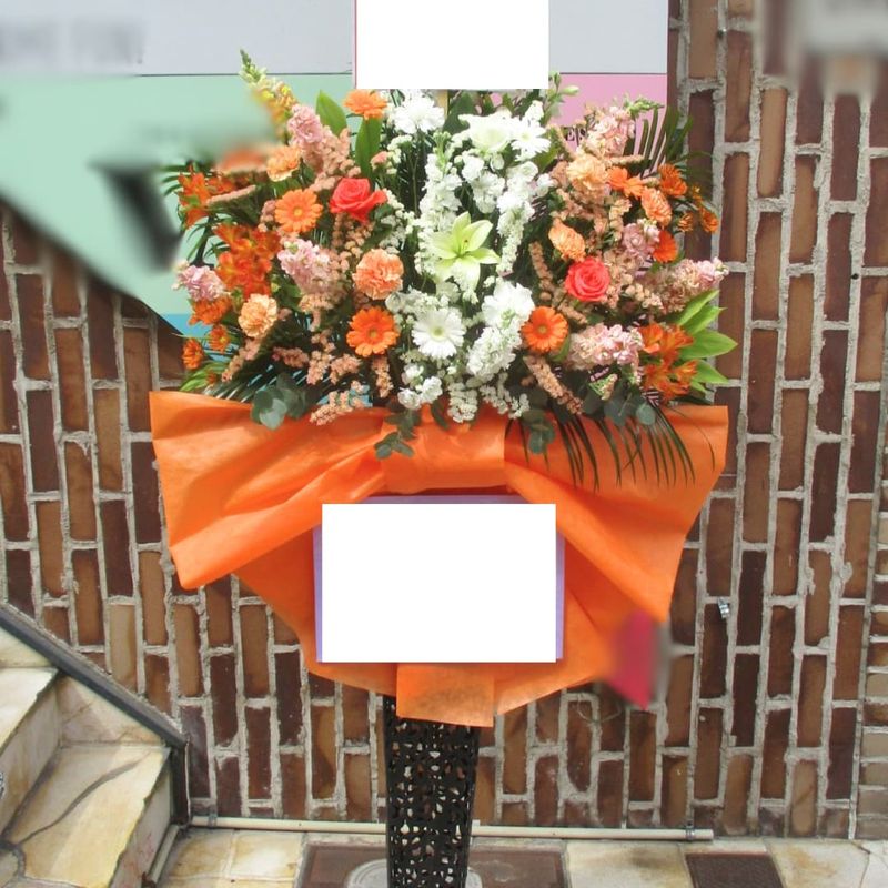 商品サムネイル: 【ショートリボン】【縦3色】　スタンド花1段  25000円