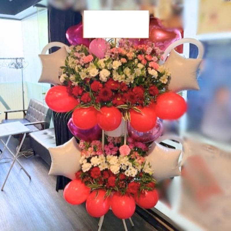 商品サムネイル: 【横3色】　バルーンスタンド花2段　30000円