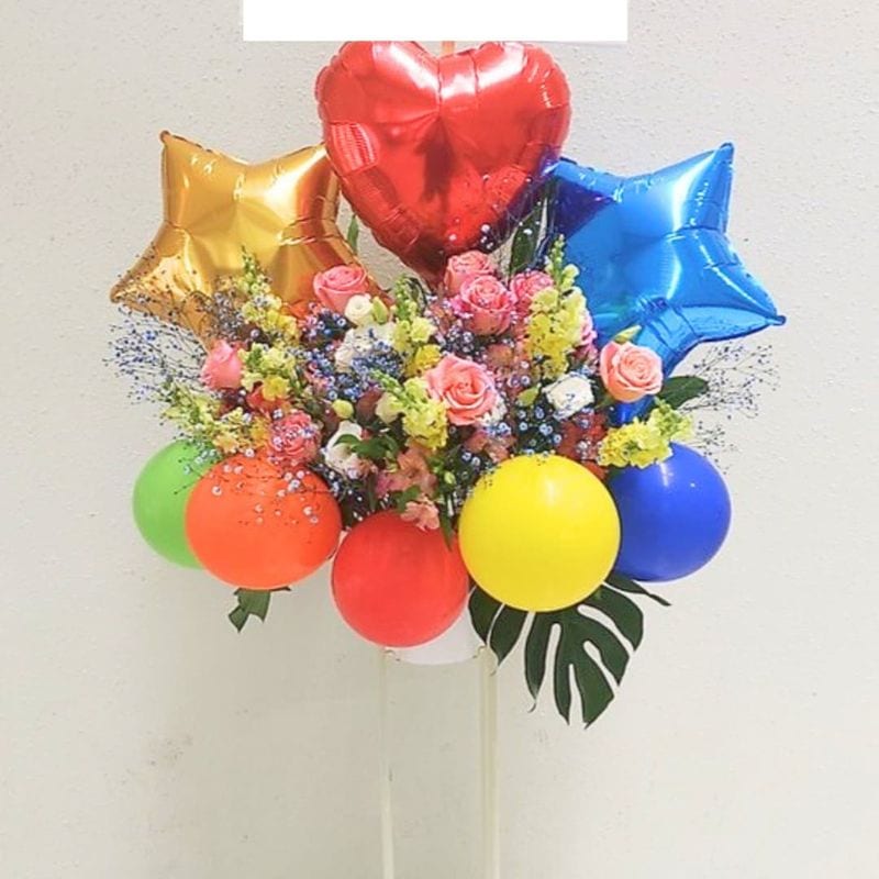 商品サムネイル: 「想いが届く」スリムな形のバルーンスタンド花 1段 16000円