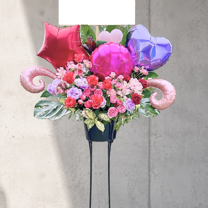 商品サムネイル: 「想いが届く」スリムな形のバルーンスタンド花 1段 17000円