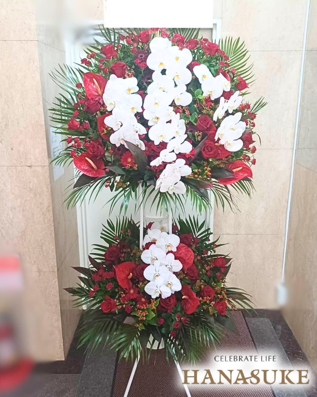 胡蝶蘭入り】スタンド花2段 50000円 | 開店祝い | 【花助】祝花・厳選