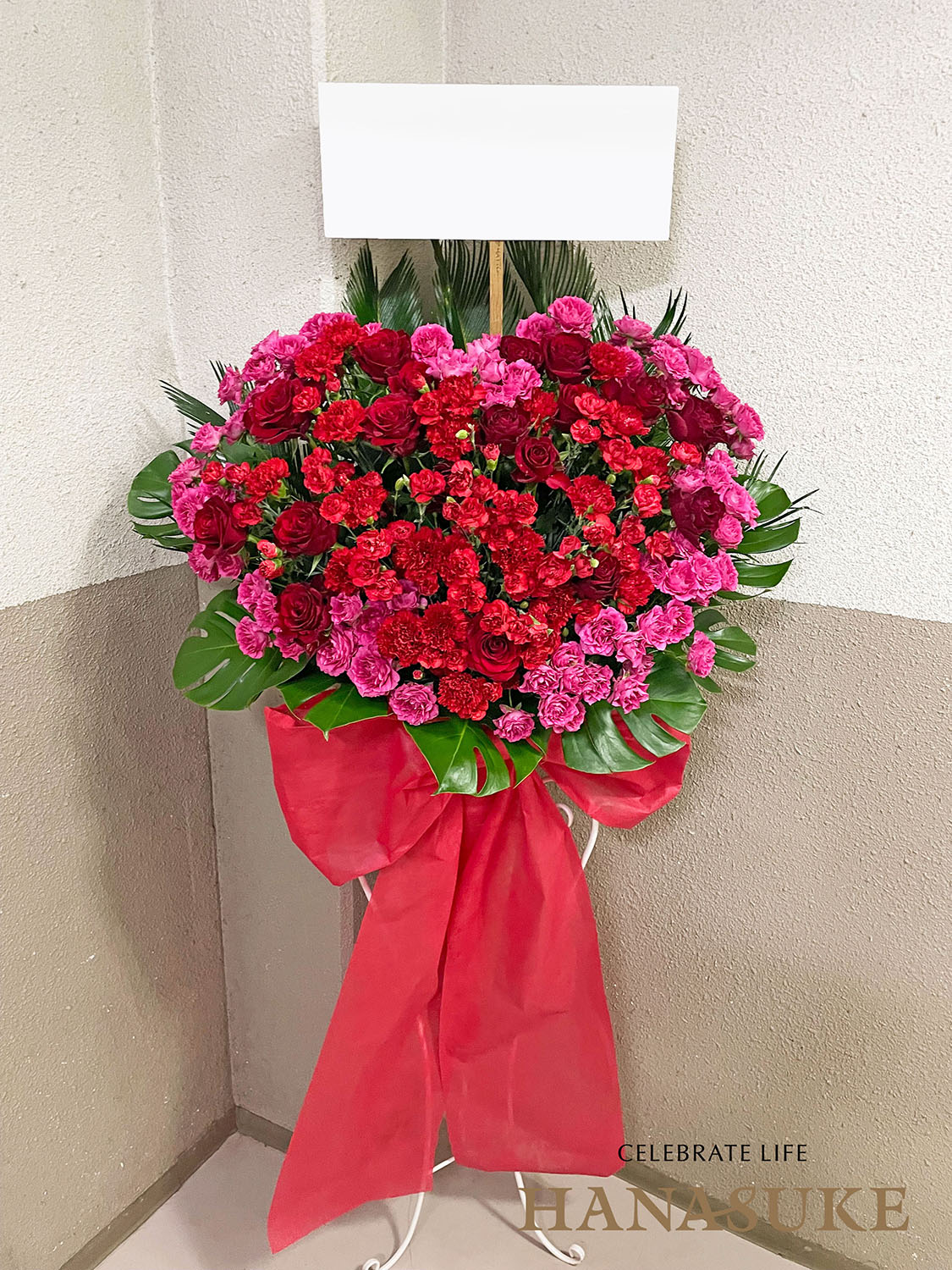 ハート型スタンド花1段 【ロングリボン付き】 35000円 | スタンド花