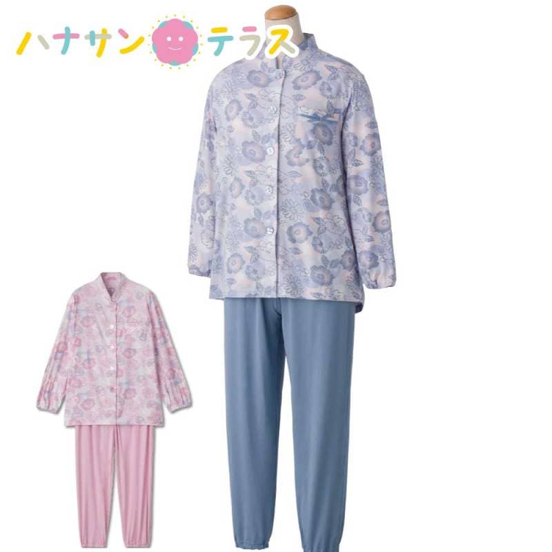 大きめボタンのびのびストレッチパジャマ S M L LL 乾燥機OK 婦人 NOBI AID